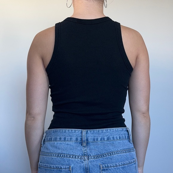 A New Day Black Rib Knit High Neck Tank Top - Picture 4 of 5